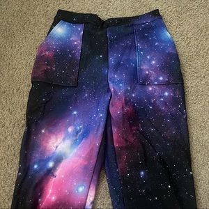 BlackMilk Purple Galaxy Cuffed Pants